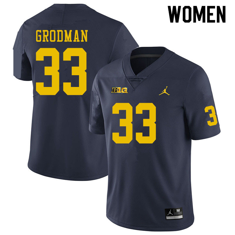 Women #33 Louis Grodman Michigan Wolverines College Football Jerseys Sale-Navy